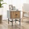 Mid-century Modern Nightstand With Sliding Doors And Storage Cabinet